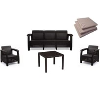 Комплект садовой мебели WORKY HomlyGreen Set 3+1+1+стол 94×94×74 см+подушки темно-синего цвета ARD259194