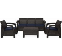 Комплект садовой мебели Set 3+1+1+стол 94х94х74 см+подушки темно-синего цвета HOMLYGREEN ARD259194