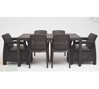 Комплект садовой мебели WORKY HomlyGreen 1+1+4 стула+обеденный стол 153×79 см, с комплектом серых подушек ARD259341