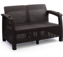 Комплект садовой мебели WORKY HomlyGreen (2-местный диван + стол 94×94×74 см), мокко, бордовые подушки ARD259265