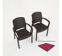 Кресло садовое WORKY RODOS искусственный ротанг, венге, 2 шт., с бордовыми подушками ARD260429