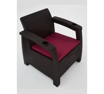 Кресло садовое WORKY мокко с подушкой бордового цвета, 73×70×79 см ARD257919