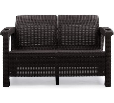 Садовый диван 2-х местный 127х70х79 см мокко (с подушками бордо) HOMLYGREEN ARD257872