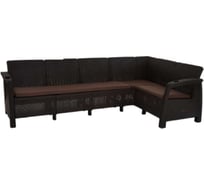 Диван садовый угловой WORKY мокко с подушками бордового цвета, 200×200×79 см ARD257874