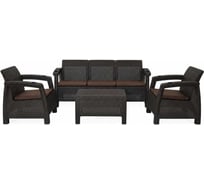 Комплект садовой мебели Set 3+1+1+стол 94х94х74 см+подушки коричневого цвета HOMLYGREEN ARD258563