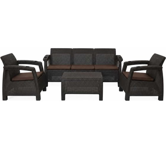 Комплект садовой мебели Set 3+1+1+стол 94х94х74 см+подушки коричневого цвета HOMLYGREEN ARD258563