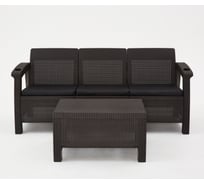 Комплект садовой мебели WORKY HomlyGreen (3-местный диван + кофейный столик), мокко, черные подушки ARD259249
