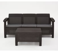 Комплект садовой мебели WORKY HomlyGreen (3-местный диван + кофейный столик), мокко, серые подушки ARD259248