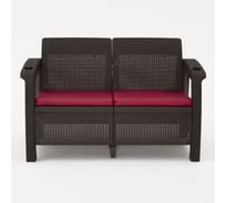 Комплект садовой мебели WORKY HomlyGreen (2-местный диван + кофейный стол 94×94×74 см), мокко, бордовые подушки ARD259272