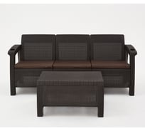 Комплект садовой мебели WORKY HomlyGreen (3-местный диван + кофейный столик), мокко, коричневые подушки ARD259247