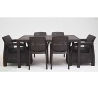 Комплект садовой мебели WORKY HomlyGreen 1+1+4 стула+обеденный стол 153×79 см, с комплектом черных подушек ARD259350