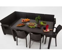 Комплект садовой мебели WORKY HomlyGreen 5+3 стула+обеденный стол 153×79 см, с комплектом бежевых подушек ARD260257