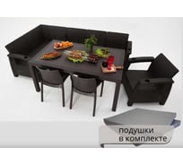 Комплект садовой мебели WORKY HomlyGreen 5+1+2 стула+обеденный стол 153×79 см, с комплектом серых подушек ARD259348