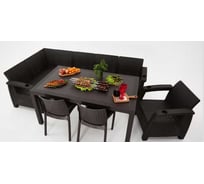 Комплект садовой мебели WORKY HomlyGreen 5+1+2 стула+обеденный стол 153×79 см, с комплектом темно-синих подушек ARD259402