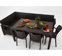 Комплект садовой мебели WORKY HomlyGreen 5+3 стула+обеденный стол 153×79 см, с комплектом черных подушек ARD260262