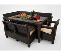 Комплект садовой мебели WORKY HomlyGreen 5+2+1+обеденный стол 153×79 см, с комплектом темно-синих подушек ARD259399