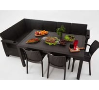 Комплект садовой мебели WORKY HomlyGreen 5+3 стула+обеденный стол 153×79 см, с комплектом темно-синих подушек ARD260261