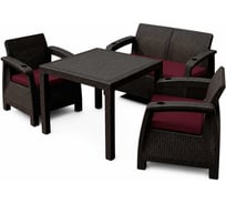 Комплект садовой мебели Set 2+1+1+стол 94х94х74 см+подушки бордового цвета HOMLYGREEN ARD259229
