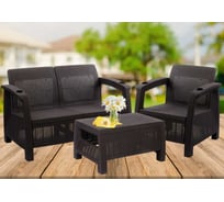 Комплект садовой мебели WORKY HomlyGreen Set 2+1+кофейный столик+подушки черного цвета ARD259211