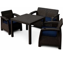 Комплект садовой мебели Set 2+1+1+стол 94х94х74 см+подушки темно-синего цвета HOMLYGREEN ARD259189
