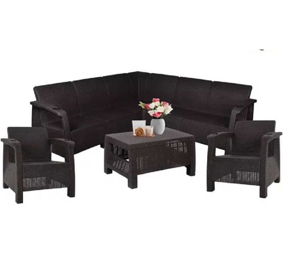 Комплект садовой мебели Set 5+1+1+кофейный столик+подушки черного цвета HOMLYGREEN ARD259215