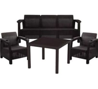 Комплект садовой мебели WORKY HomlyGreen Set 3+1+1+стол 94×94×74 см+подушки бордового цвета ARD259234