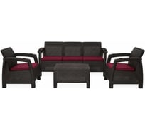 Комплект садовой мебели Set 3+1+1+стол 94х94х74 см+подушки бордового цвета HOMLYGREEN ARD259234