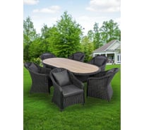 Мебель садовая Green Days стол, 210х100х75 см, 6 кресел, подушка черная, CYH1830W-2-drk 431708