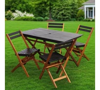 Мебель садовая Green Days Уютные вечера, чер, стол, 120х72х70 см, 4 стула, 80 кг, DS-DT04 357994