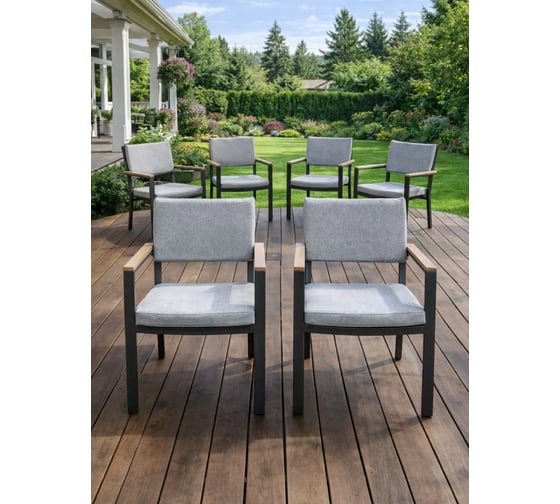 Комплект кресел ROYAL FAMILY OSCAR - 6 штук с подлокотниками из тика 50-51-11-6