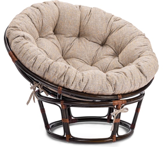 Кресло Tetchair Папасан/Papasan (23/01 W) /с подушкой/ 115х101х104см, античный черно-коричневый, подушка рогожка, меланж 25875