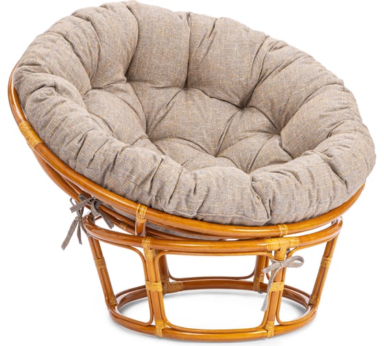 Кресло Tetchair Папасан/Papasan (23/01 W) /с подушкой/ 115х101х104см, коньячный, подушка рогожка, меланж 25876