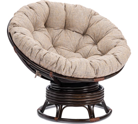 Кресло-качалка Tetchair Папасан/Papasan (W 23/01 B) /с подушкой/ 115х78х104см, античный черно-коричневый, подушка рогожка, меланж 25871