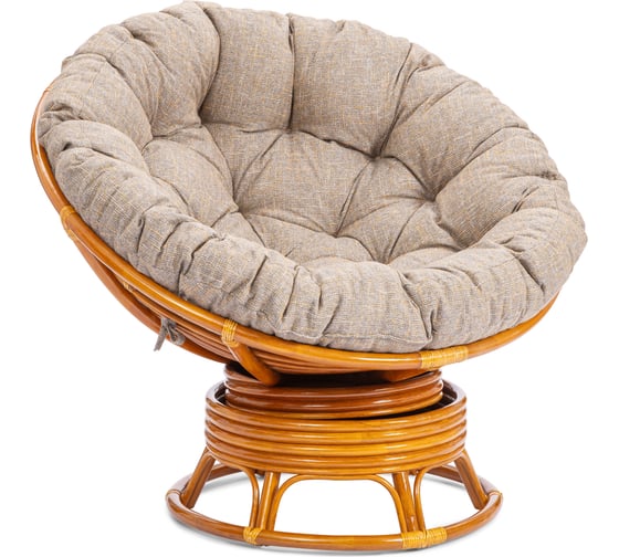 Кресло-качалка Tetchair Папасан/Papasan (W 23/01 B) /с подушкой/ 115х78х104см, коньячный, подушка рогожка, меланж 25873