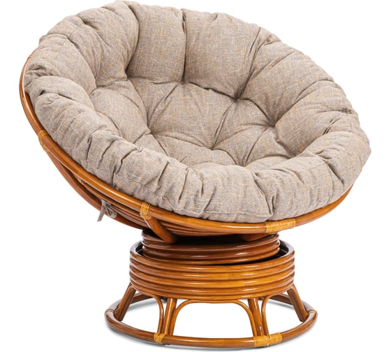 Кресло-качалка Tetchair Папасан/Papasan (W 23/01 B) /с подушкой/ 115х78х104см, пекан орех, подушка рогожка, меланж 25874
