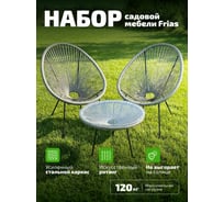 Садовый комплект KSG Kingstyle Frias Black / Grey (GT-33 / GC-33) (2 кресла + 1 журнальный столик) КС-001663
