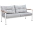 Диван уличный GreenWeen SANTORINI, алюминий белый, бежево-серая рогожка, тик GW-AL-SANT-SOFA-1800W-TEAK 2