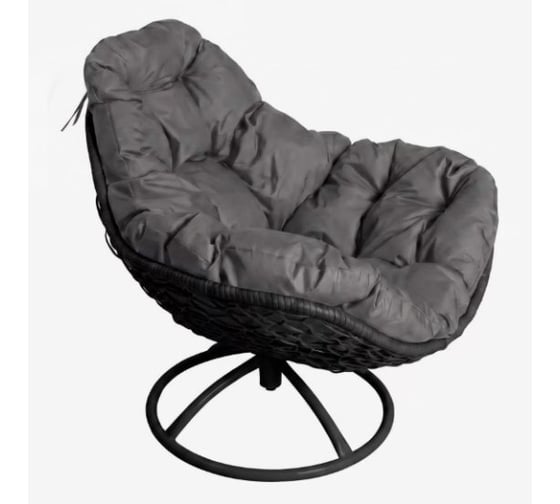 Кресло M-GROUP ДЮШЕС орбита с ротангом коричневое, серая подушка, шт 11720209