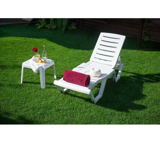 Шезлонг ELLASTIK-PLAST Атлант белый, 186x63x32 см M-SHEZ01ATLANT1
