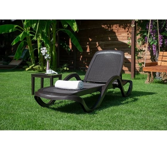 Шезлонг ELLASTIK-PLAST CAPRI плетеный шоколадный, 195x73x41 см SHEZ01CAPRYPLET3