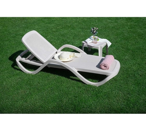 Шезлонг ELLASTIK-PLAST CAPRI плетеный белый, 195x73x41 см SHEZ01CAPRYPLET4