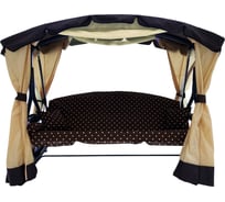 Садовые 4-х местные качели Garden Story Сахара коричневый каркас, мягкий элемент коричневый, рисунок горошек 3765-GS002