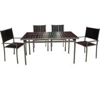 Набор мебели: 4 стула, стол Garden Story Гамма-1500 черный НК-1982/НК1981