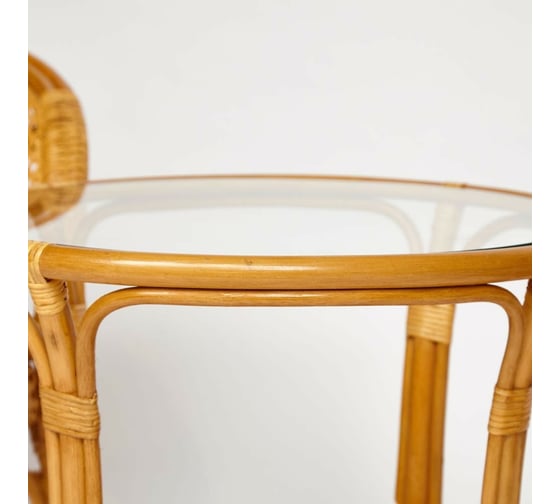 Террасный комплект Tetchair PELANGI стол со стеклом, 2 кресла, без подушек, ротанг 13345