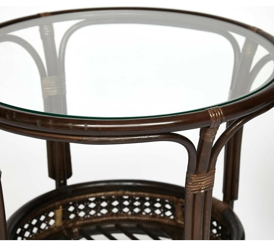 Террасный комплект Tetchair PELANGI стол со стеклом, 2 кресла, без подушек, ротанг 13344