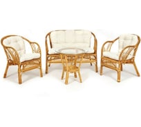 Комплект Tetchair NEW BOGOTA диван, 2 кресла, стол со стеклом, с подушками, ротанг 10086