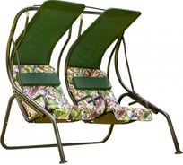 Садовые 2-х местные качели OLSA Марио каркас антрацит, м/э зеленый, листья с1264