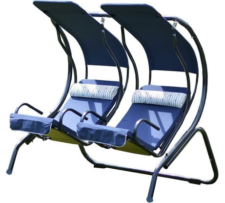 Садовые 2-х местные качели OLSA Марио каркас антрацит, м/э синий, без рисунка с917