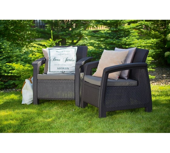 Комплект кресел Keter Corfu duo set графит 223175