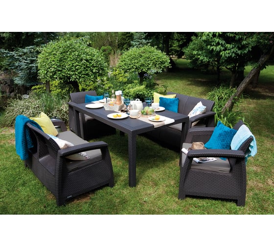 Комплект мебели Keter Corfu fiesta set графит 223216